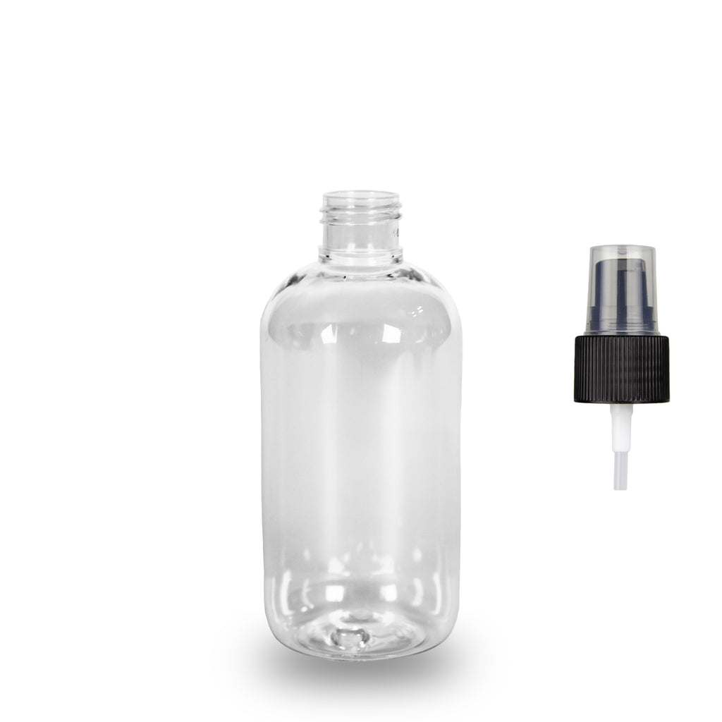 250ml Plastic Bottle PET 'Squat Boston' (Serum Pump) 24mm (24/410