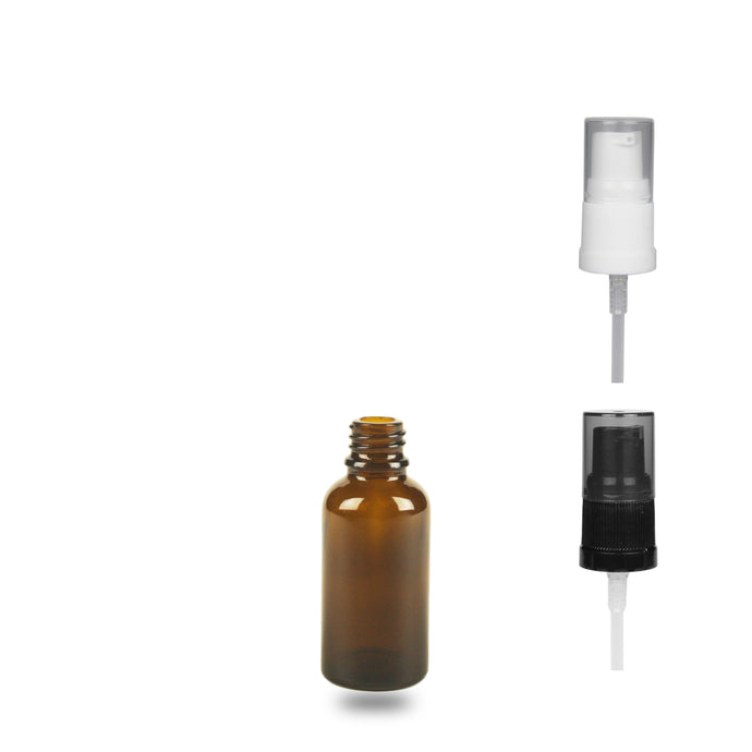 Amber Glass Bottle - (Serum / Gel Pump) - 30ml - 18mm
