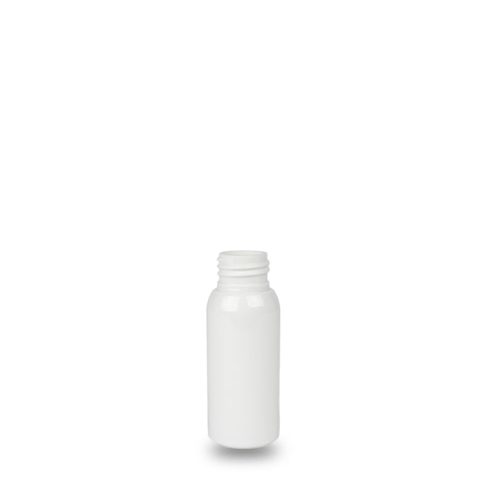 White Plastic Bottle rPET - 'Tall Boston' - 50ml - 24mm (24/410)