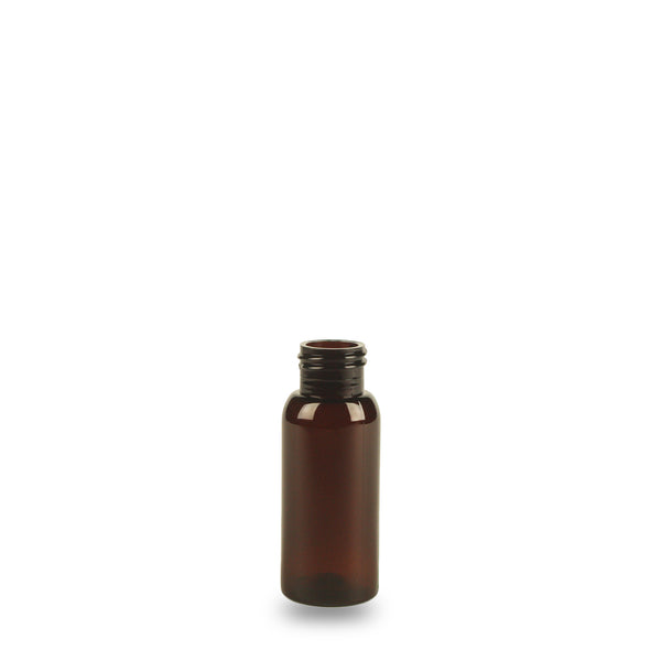 Amber Plastic Bottle rPET - 'Tall Boston' - 50ml - 24mm (24/410)
