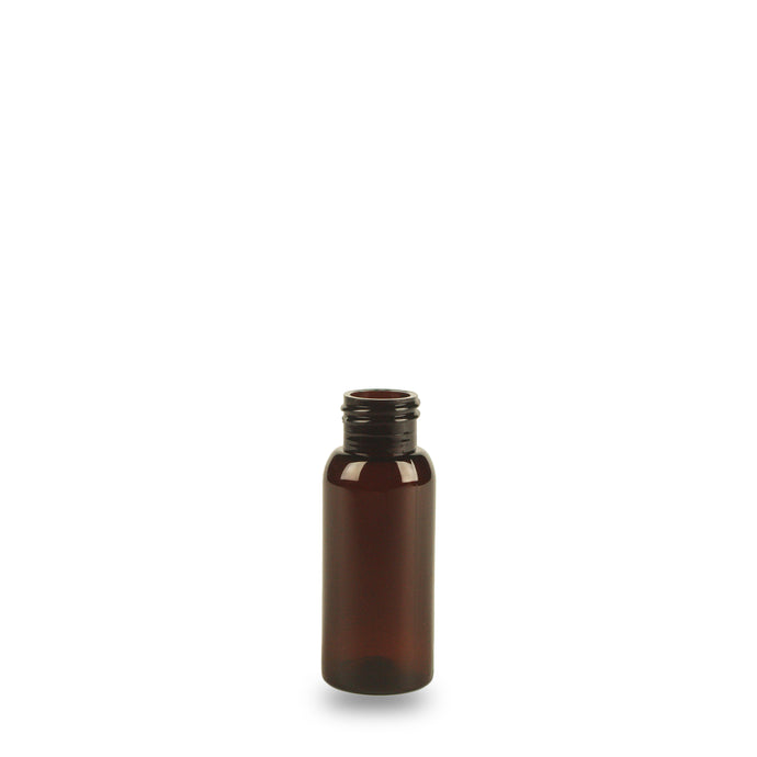 Amber Plastic Bottle rPET - 'Tall Boston' - 50ml - 24mm (24/410)