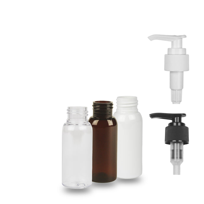 50ml PET Bottle Amber, White, Clear Lotion Pumps